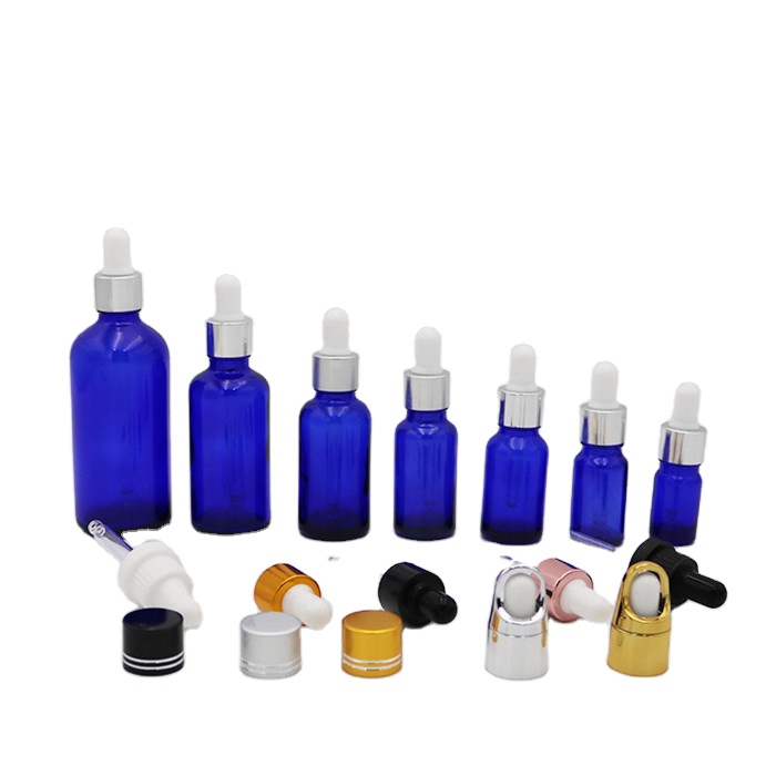 5ml 10ml 15ml 20ml 30ml 50ml 100ml cobalt blue essential oil glass bottles with cap