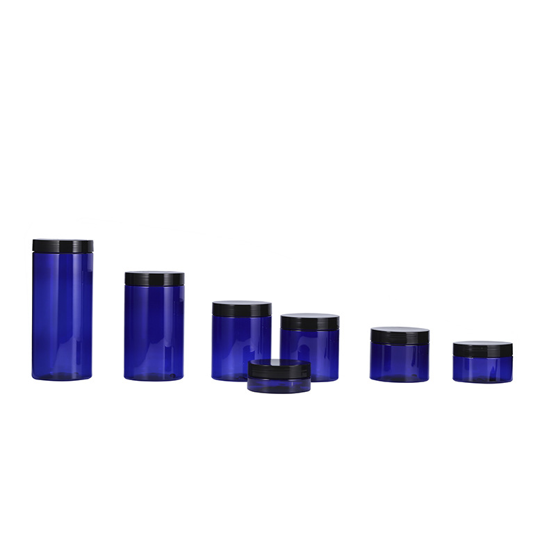 5ml 10ml 15ml 20ml 30ml 50ml 100ml cobalt blue glass jars with black lid