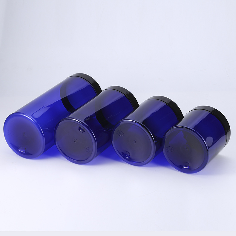 5ml 10ml 15ml 20ml 30ml 50ml 100ml cobalt blue glass jars with black lid
