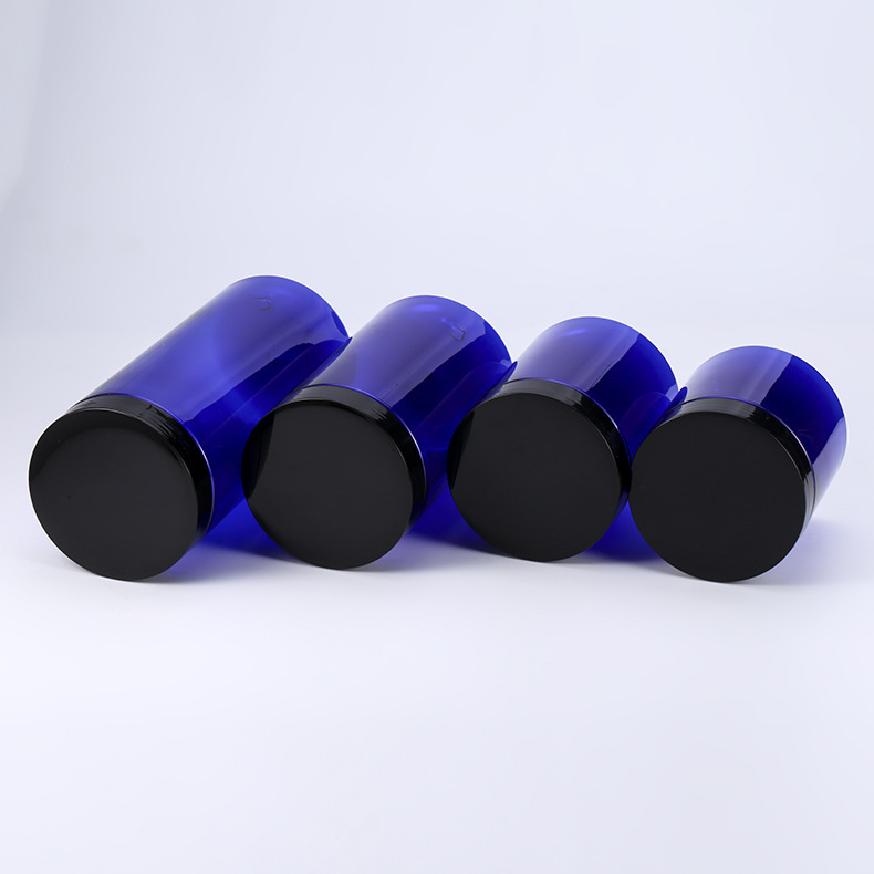 5ml 10ml 15ml 20ml 30ml 50ml 100ml cobalt blue glass jars with black lid