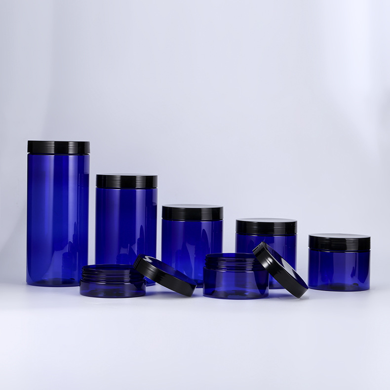 5ml 10ml 15ml 20ml 30ml 50ml 100ml cobalt blue glass jars with black lid