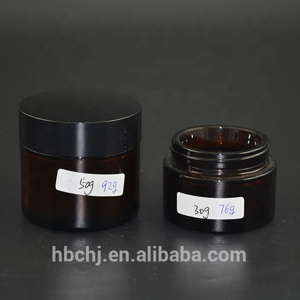 5ml 10ml 15ml 20ml 30ml 50ml 100ml cosmetic cream container amber glass jar with gold silver black white lids