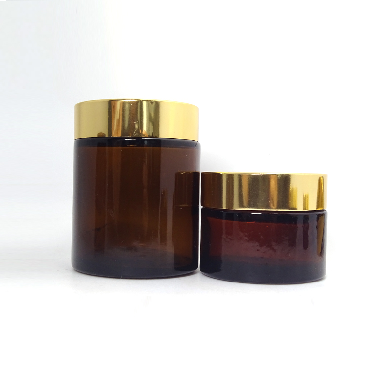 5ml 10ml 15ml 20ml 30ml 50ml 100ml cosmetic cream container amber glass jar with gold silver black white lids