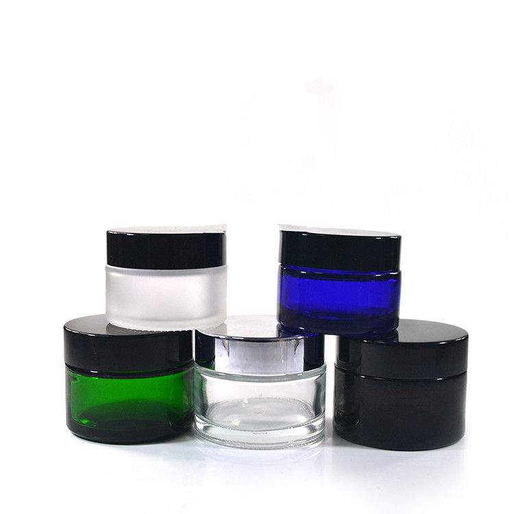5ml 10ml 15ml 20ml 30ml 50ml 100ml cosmetic cream containers clear amber blue green glass jar