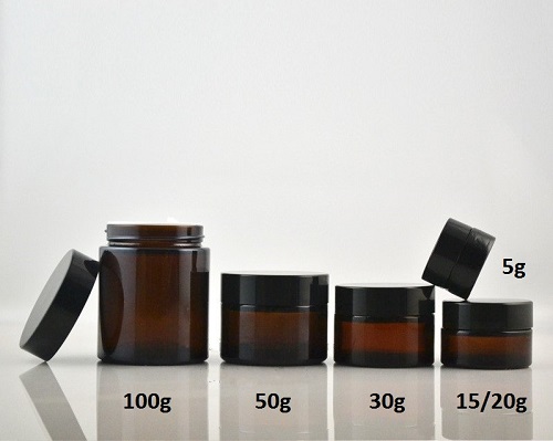 5ml 10ml 15ml 20ml 30ml 50ml 100ml cosmetic cream containers clear amber blue green glass jar