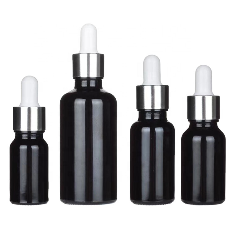 5ml 10ml 15ml 20ml 30ml 50ml 100ml cosmetic packaging essential oil black dropper glass bottle with dropper