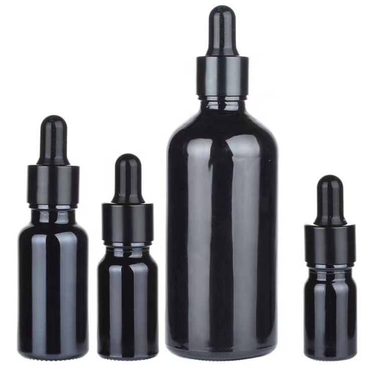 5ml 10ml 15ml 20ml 30ml 50ml 100ml cosmetic packaging essential oil black dropper glass bottle with dropper