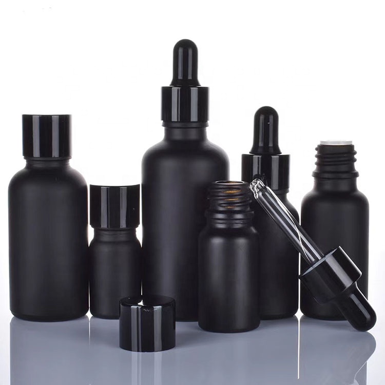 5ml 10ml 15ml 20ml 30ml 50ml 100ml cosmetic packaging essential oil black dropper glass bottle with dropper