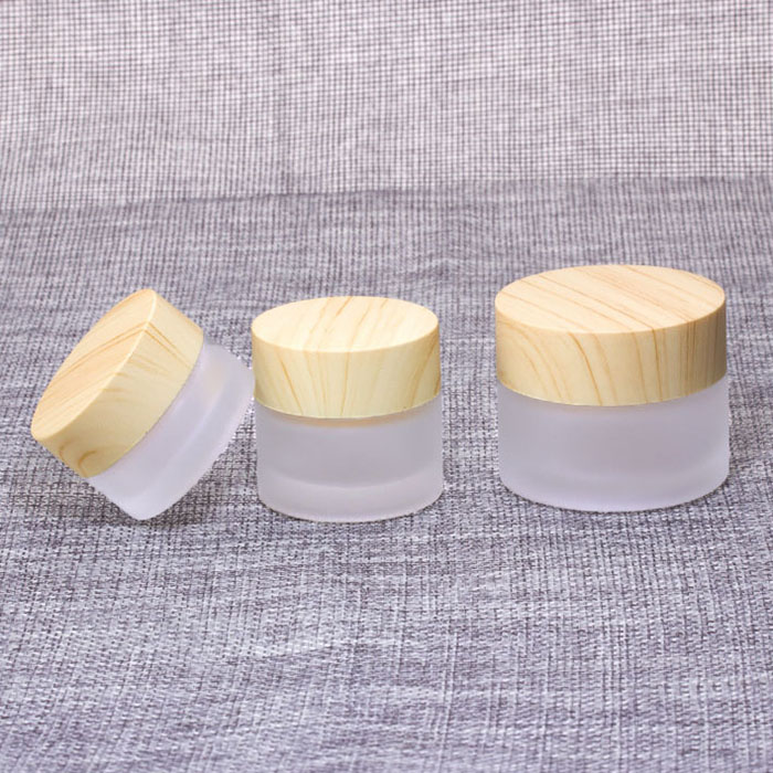 5ml 10ml 15ml 20ml 30ml 50ml 100ml cosmetic packaging glass cream jar ith wood grain cap