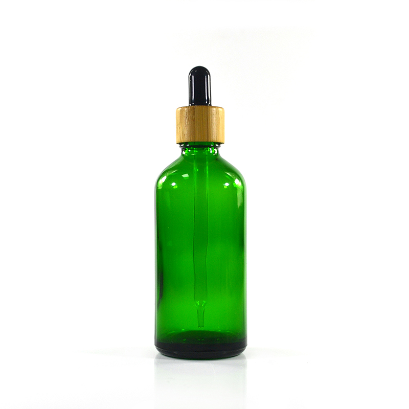 5ml 10ml 15ml 20ml 30ml 50ml 100ml customized essential oil green glass dropper bottle with bamboo cap