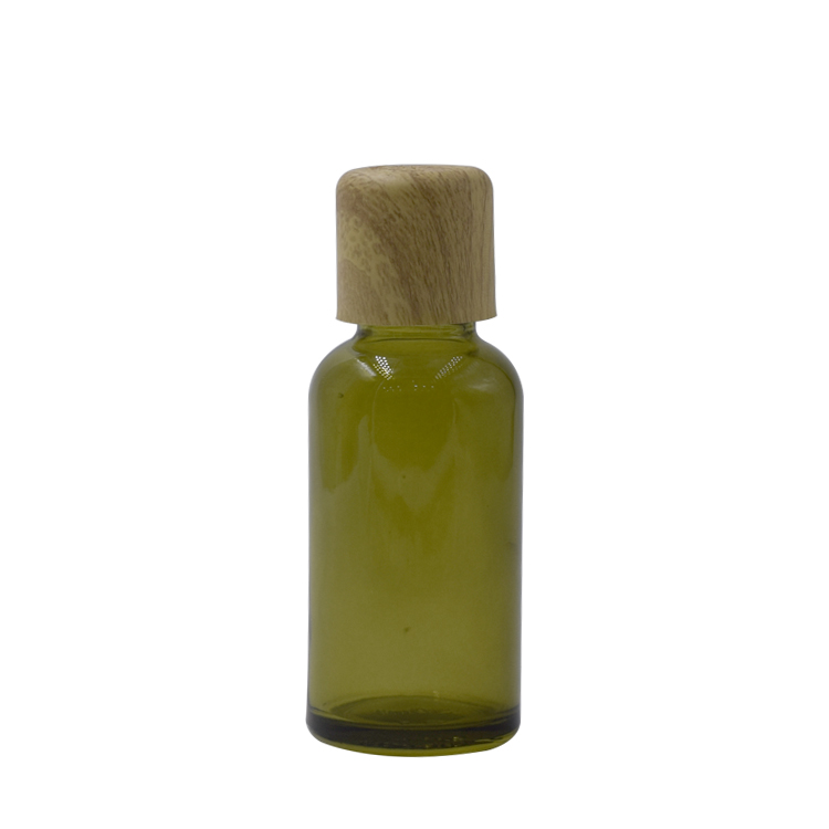 5ml 10ml 15ml 20ml 30ml 50ml 100ml dark green face essential oil glass serum bottle with wooden plastic cap