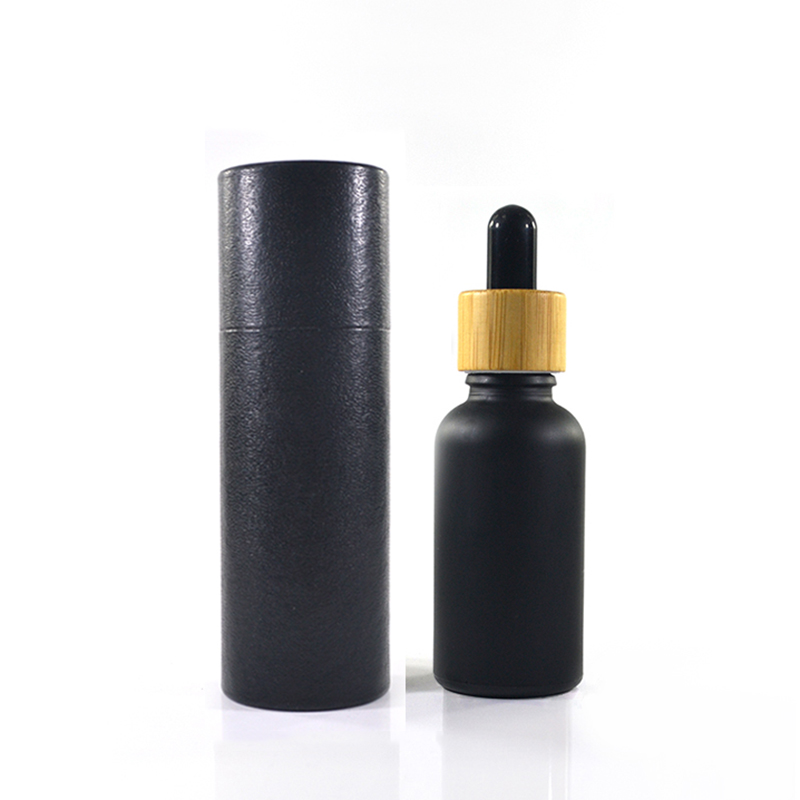 5ml 10ml 15ml 20ml 30ml 50ml 100ml essential oil serum matte black glass dropper bottle with bamboo cap
