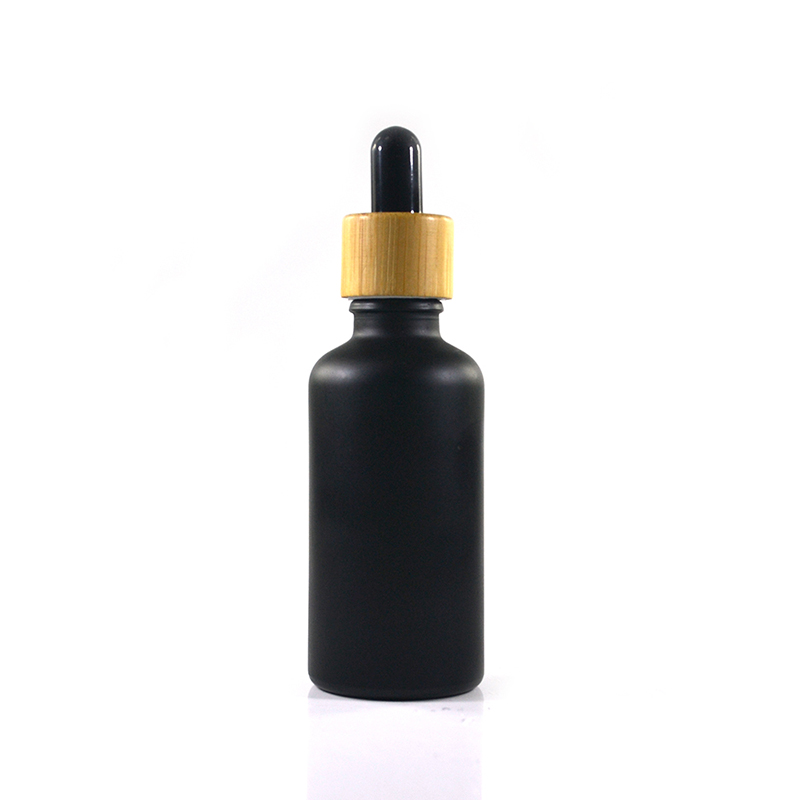 5ml 10ml 15ml 20ml 30ml 50ml 100ml essential oil serum matte black glass dropper bottle with bamboo cap