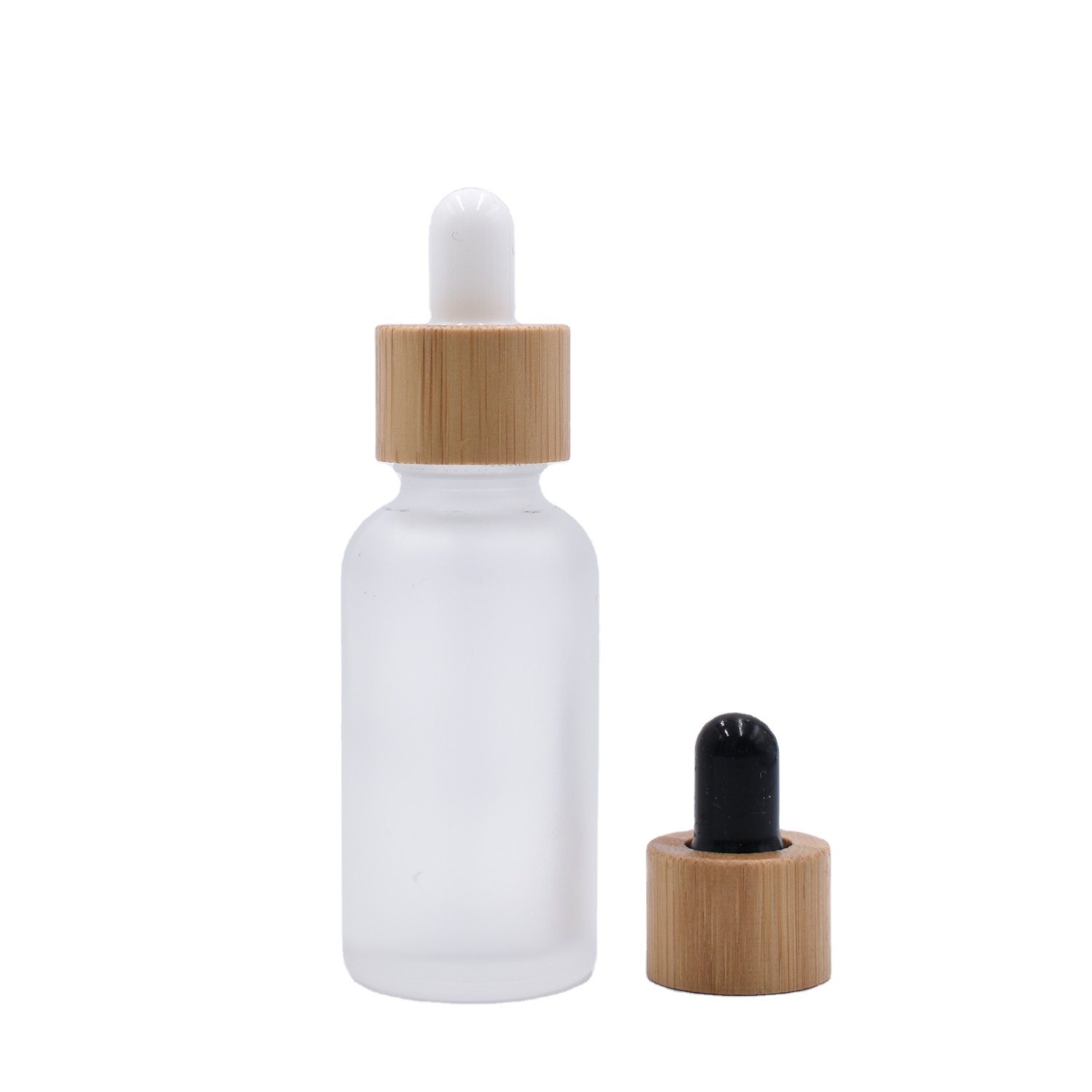 5ml 10ml 15ml 20ml 30ml 50ml 100ml frost clear glass dropper bottle with bamboo dropper cap for essential oil