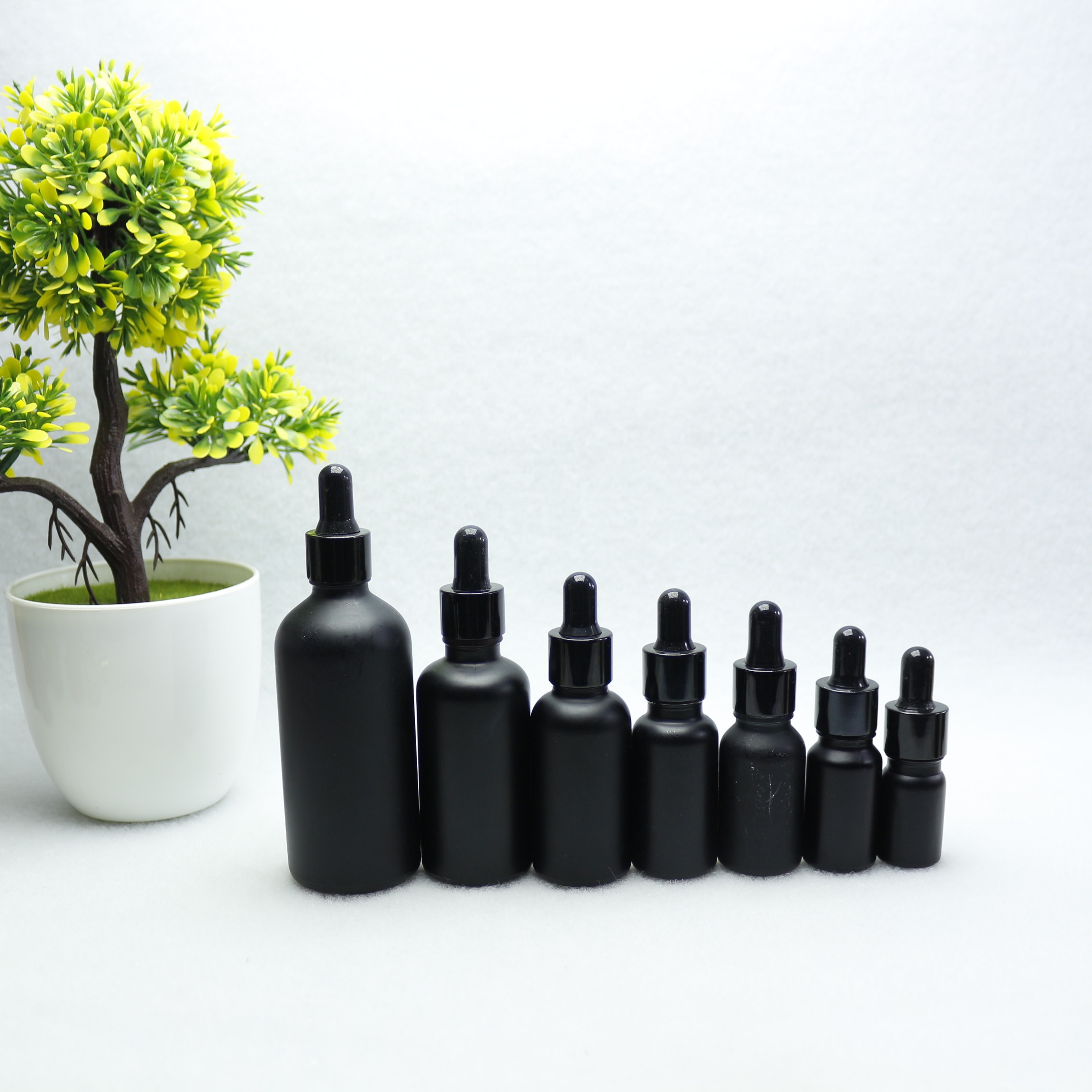 5ml 10ml 15ml 20ml 30ml 50ml 100ml frosted black glass dropper bottle cosmetic packaging DG217E