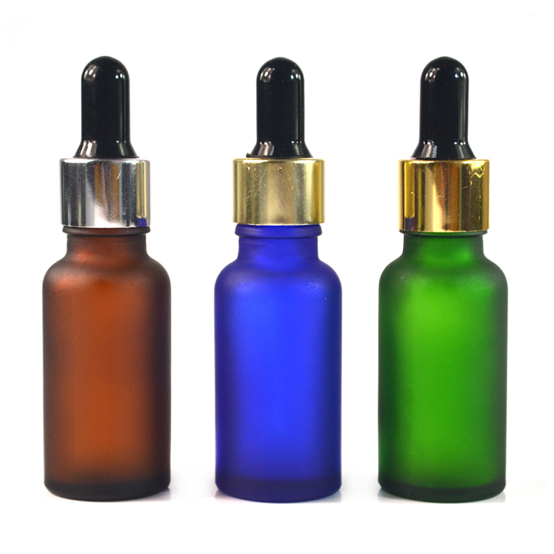 5ml 10ml 15ml 20ml 30ml  50ml 100ml frosted green blue amber clear essential oil glass dropper bottle with aluminum lid