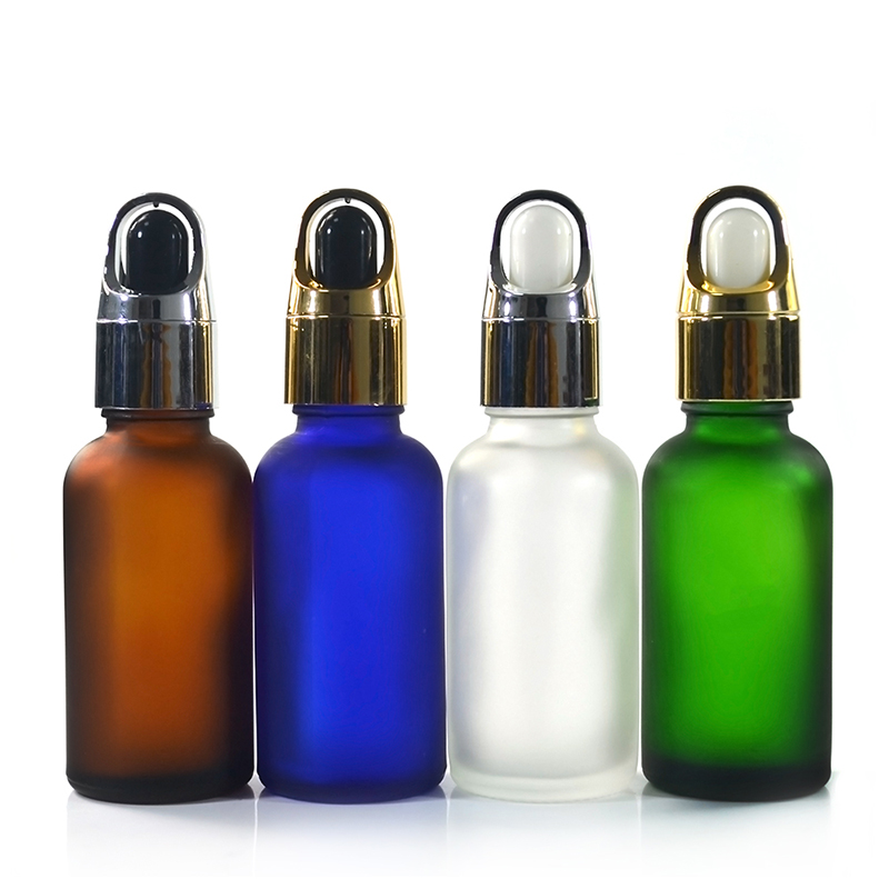 5ml 10ml 15ml 20ml 30ml 50ml 100ml frosted green blue amber clear essential oil glass dropper bottle with aluminum lid