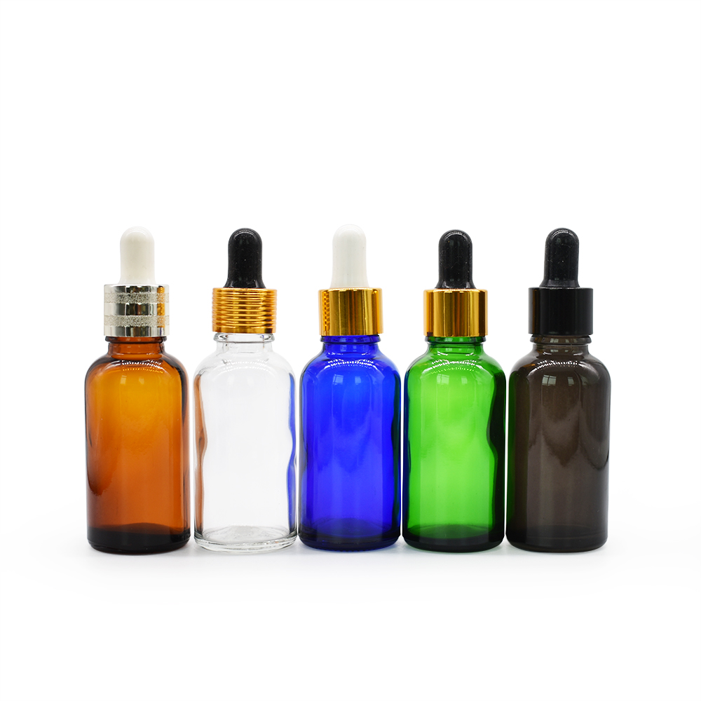 5ml 10ml 15ml 20ml 30ml 50ml 100ml frosted green blue amber clear essential oil glass dropper bottle with bamboo lid