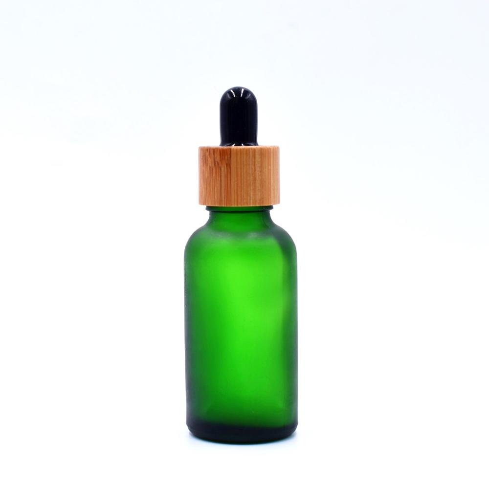 5ml 10ml 15ml 20ml 30ml 50ml 100ml frosted green blue amber clear essential oil glass dropper bottle with bamboo lid