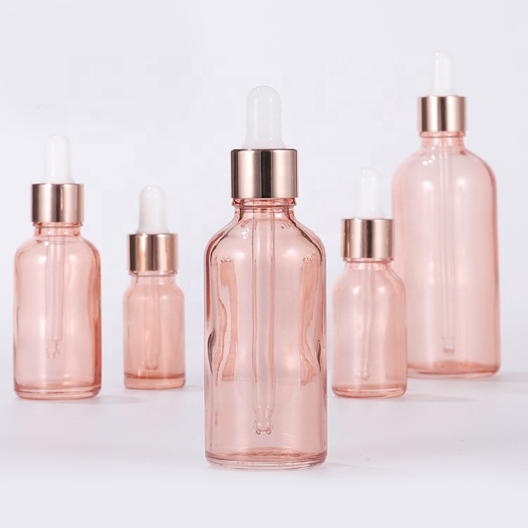 5ml,10ml,15ml,20ml,30ml,50ml,100ml glass eye dropper bottle, Rose gold glass essential oil bottle for essential oil or perfume