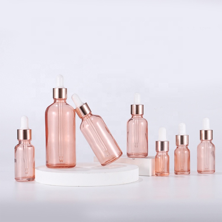 5ml,10ml,15ml,20ml,30ml,50ml,100ml glass eye dropper bottle, Rose gold glass essential oil bottle for essential oil or perfume