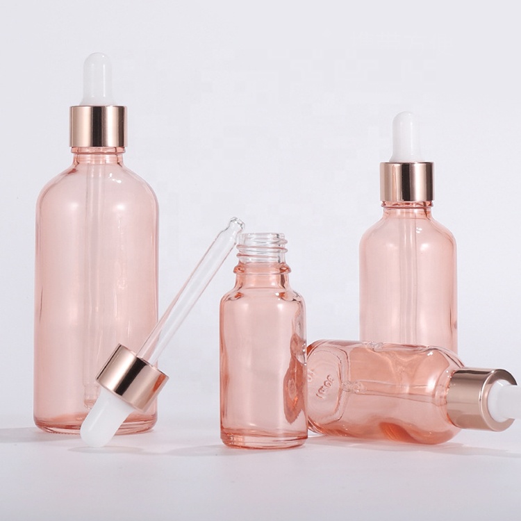 5ml,10ml,15ml,20ml,30ml,50ml,100ml glass eye dropper bottle, Rose gold glass essential oil bottle for essential oil or perfume