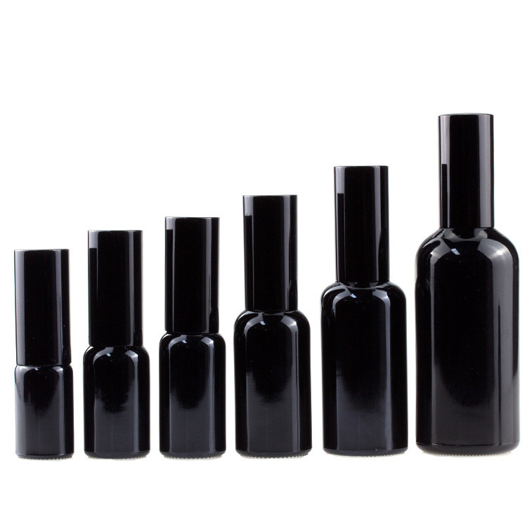 5ml 10ml 15ml 20ml 30ml 50ml 100ml glossy black fine mist pump essential oil glass spray bottle