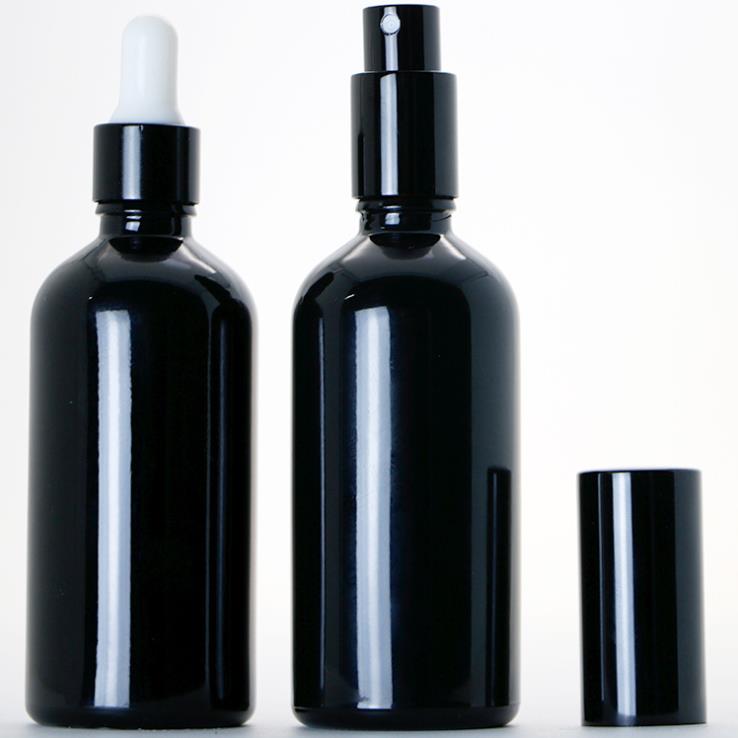 5ml 10ml 15ml 20ml 30ml 50ml 100ml glossy black fine mist pump essential oil glass spray bottle