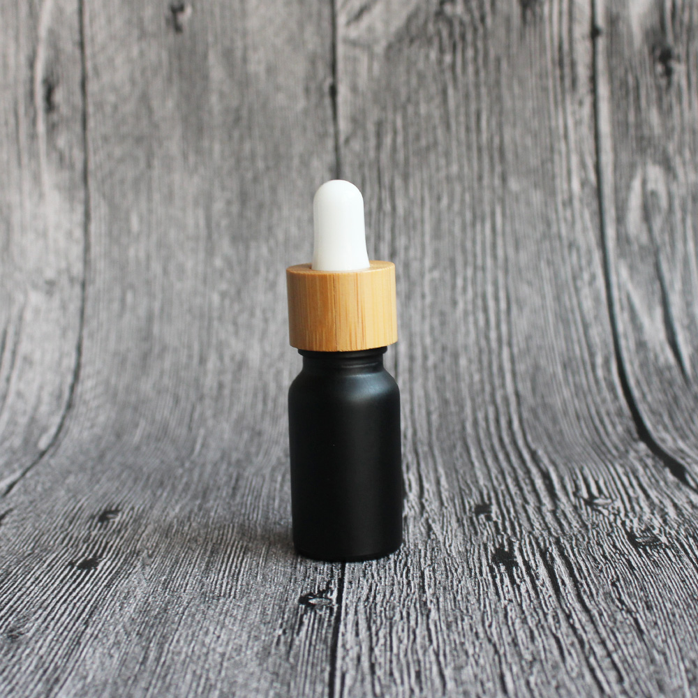 5ml 10ml 15ml 20ml 30ml 50ml 100ml matt black frosted glass dropper bottle with pipette childproof dropper cap Round-115Z