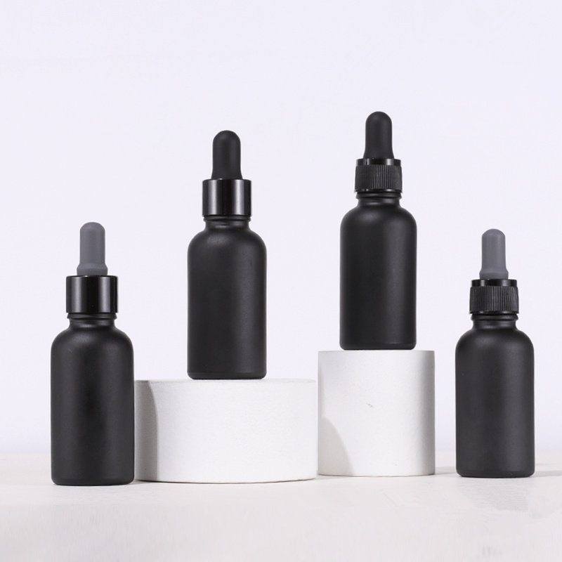 5ml 10ml 15ml 20ml 30ml 50ml 100ml matt black glass dropper bottle for Essential Oil in stock