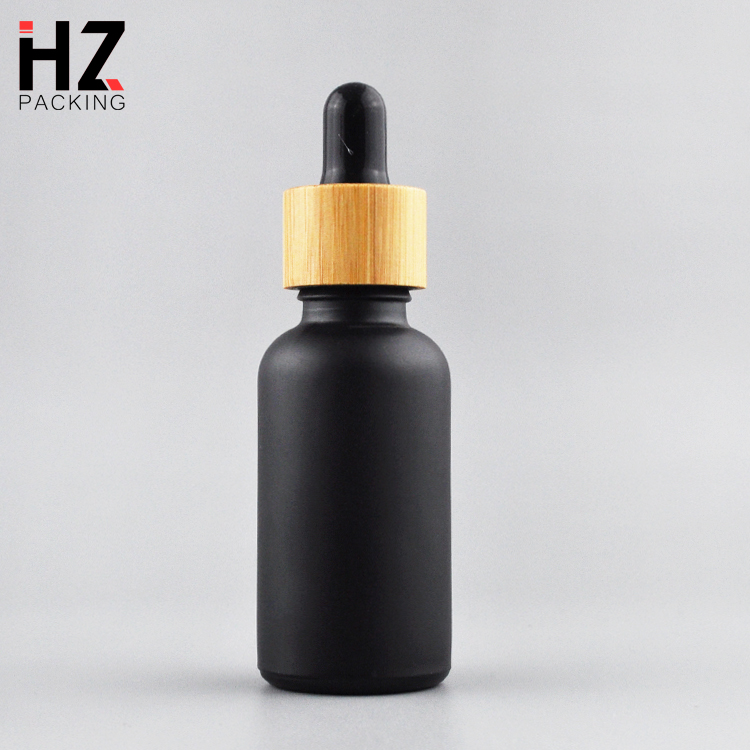 5ml 10ml 15ml 20ml 30ml 50ml 100ml matte black essential oil serum glass dropper bottle with bamboo cap paper tube