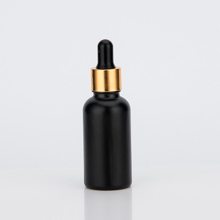 5ml 10ml 15ml 20ml 30ml 50ml 100ml matte frosted black glass dropper bottle essential oil bottles with gold dropper