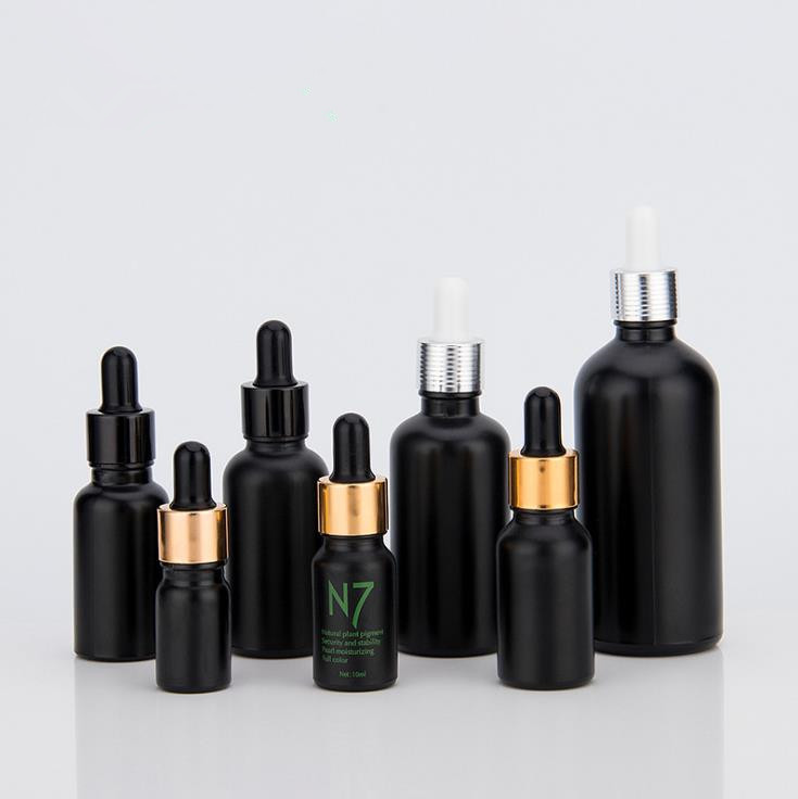 5ml 10ml 15ml 20ml 30ml 50ml 100ml matte frosted black glass dropper bottle essential oil bottles with gold dropper