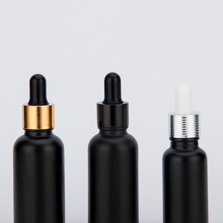 5ml 10ml 15ml 20ml 30ml 50ml 100ml matte frosted black glass dropper bottle essential oil bottles with gold dropper
