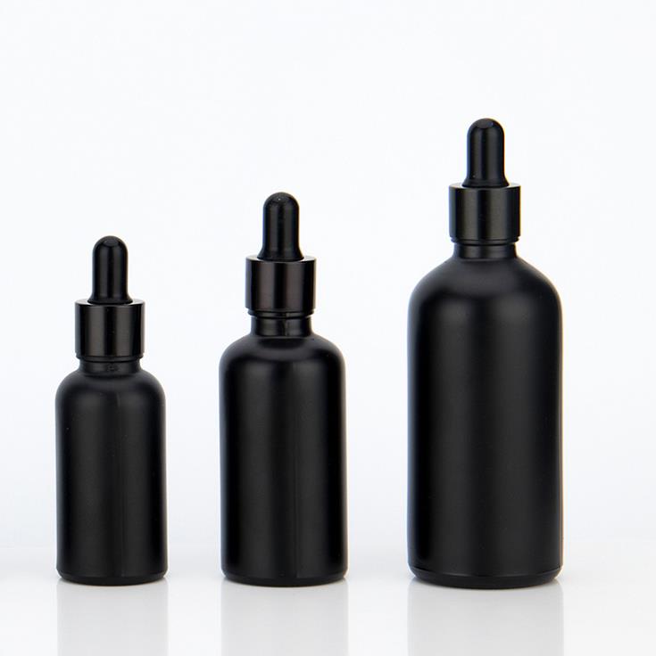 5ml 10ml 15ml 20ml 30ml 50ml 100ml matte frosted black glass dropper bottle essential oil bottles with gold dropper