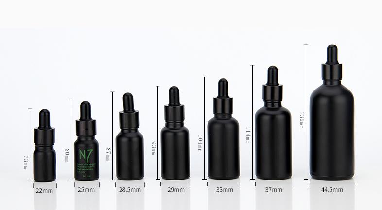 5ml 10ml 15ml 20ml 30ml 50ml 100ml matte frosted black glass dropper bottle essential oil bottles with gold dropper