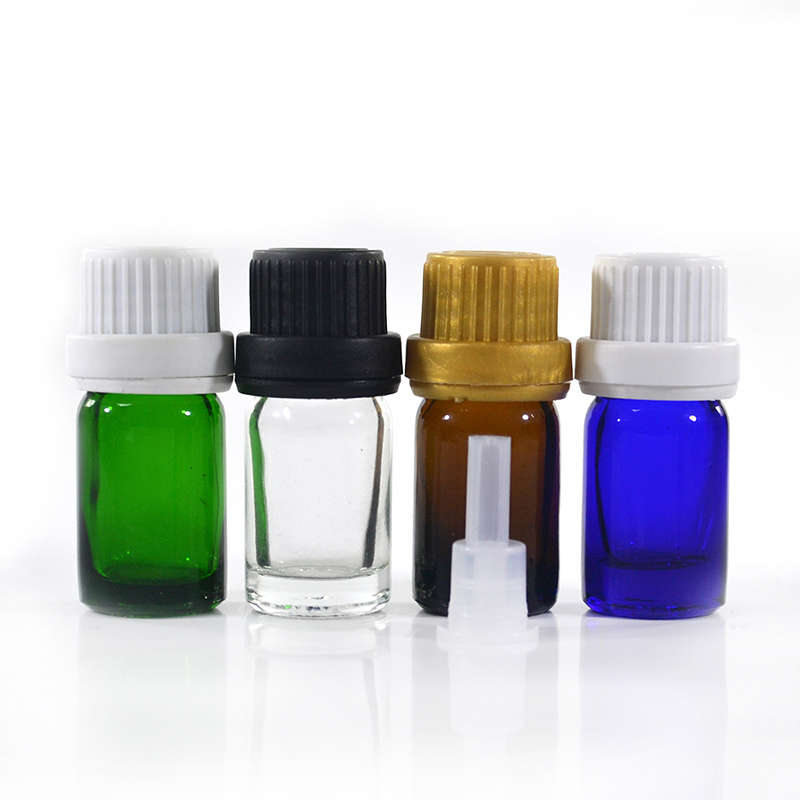 5ml 10ml 15ml 20ml 30ml 50ml 100ml natuaral black amber clear green essence oil glass bottle with tamperproof lid and plug