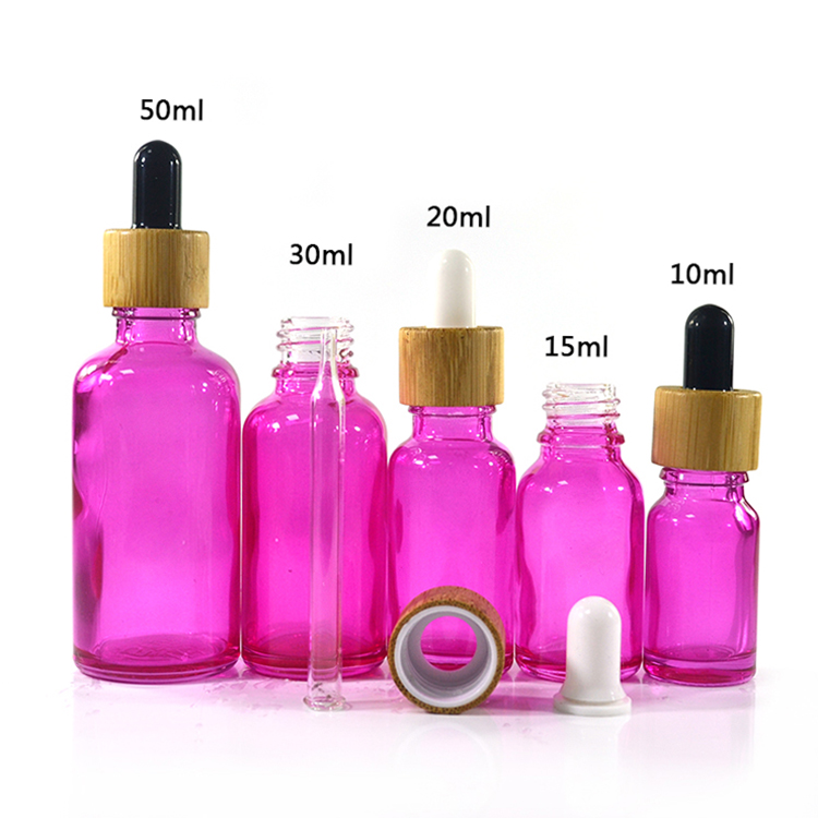 5ml 10ml 15ml 20ml 30ml 50ml 100ml printing color glass olive essential oil dropper bottle with bamboo lids