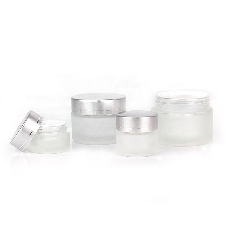 5ml 10ml 15ml 20ml 30ml 50ml 100ml round frosted glass cosmetic cream jar with lid
