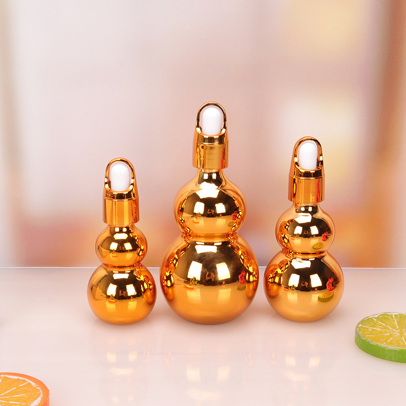 5ml 10ml 15ml 20ml 30ml 50ml 100ml shiny electroplate gold glass dropper bottles for Essential oil