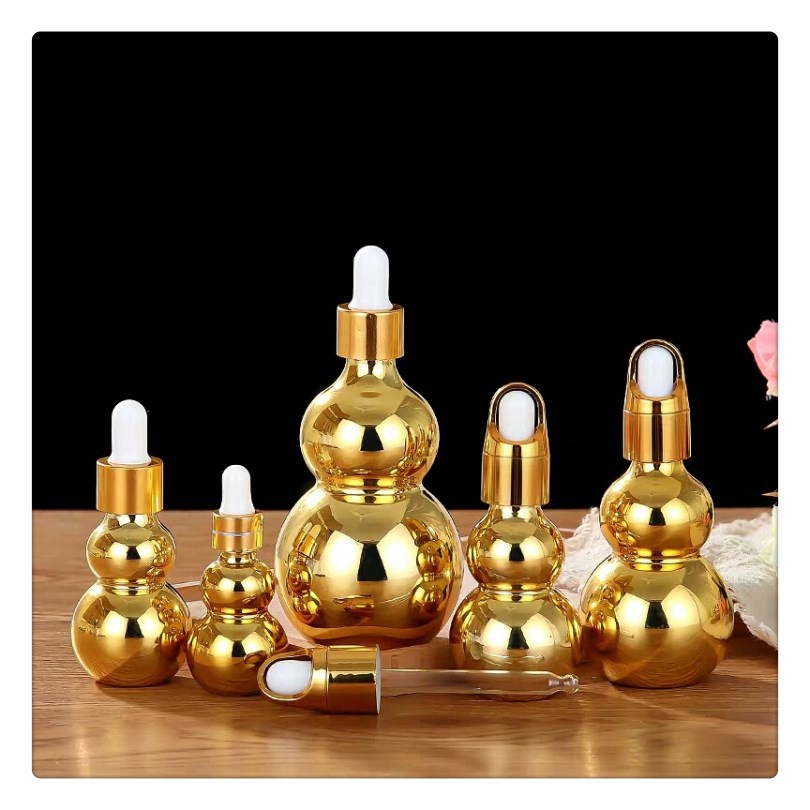 5ml 10ml 15ml 20ml 30ml 50ml 100ml shiny electroplate gold glass dropper bottles for Essential oil