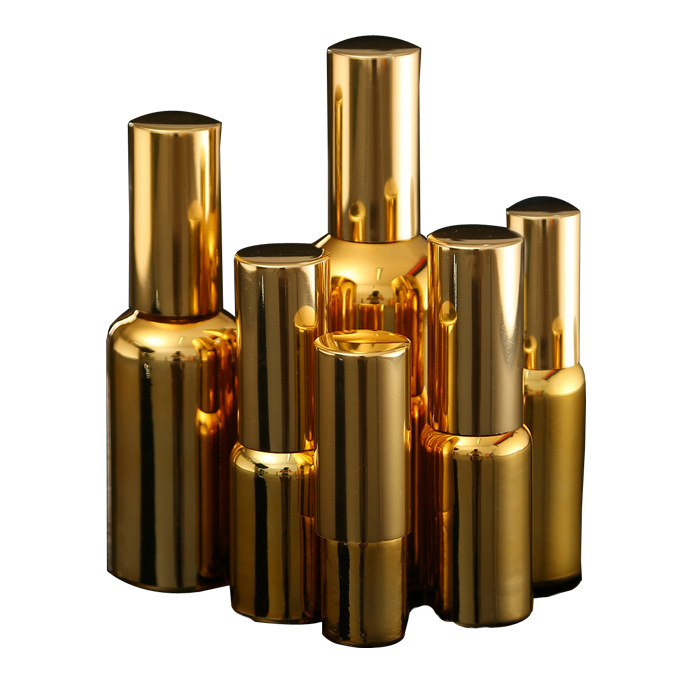 5ml 10ml 15ml 20ml 30ml 50ml 100ml shiny electroplate gold glass dropper bottles for Essential oil