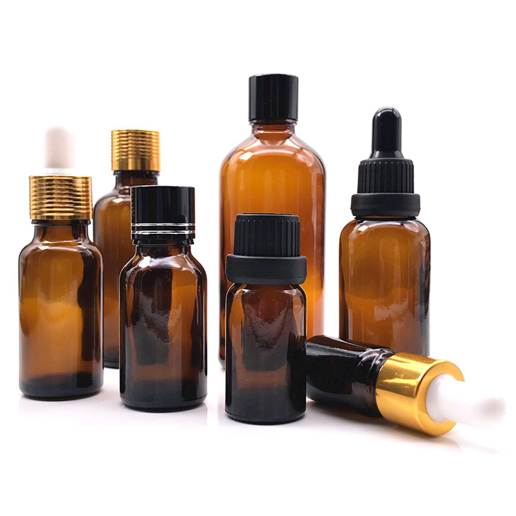 5ml 10ml 15ml 20ml 30ml 50ml 100ml small amber oil glass bottle with dropper
