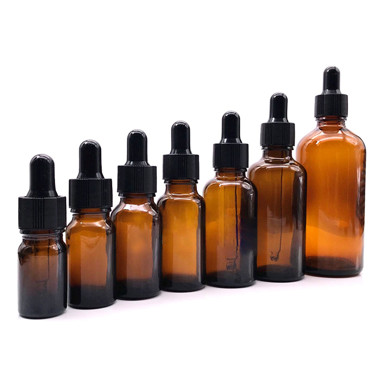 5ml 10ml 15ml 20ml 30ml 50ml 100ml small amber oil glass bottle with dropper