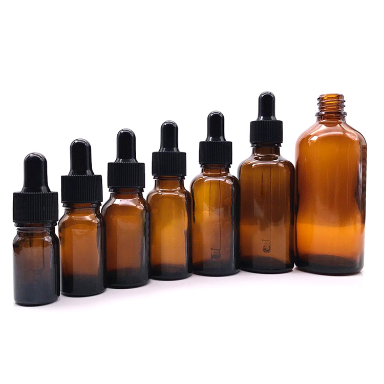 5ml 10ml 15ml 20ml 30ml 50ml 100ml small amber oil glass bottle with dropper