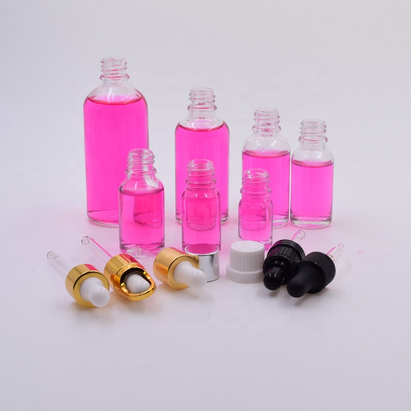 5ml 10ml 15ml 20ml 30ml 50ml 100ml transparent boston round bottle frascos de vidrio essential oil glass bottle with dropper