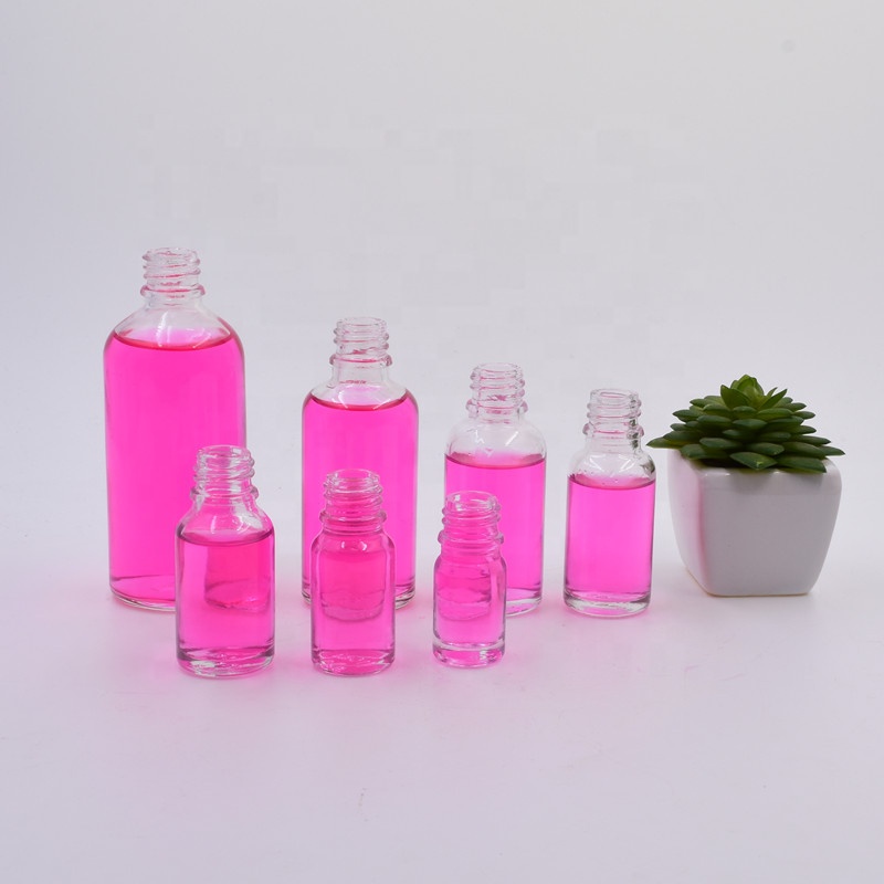 5ml 10ml 15ml 20ml 30ml 50ml 100ml transparent boston round bottle frascos de vidrio essential oil glass bottle with dropper