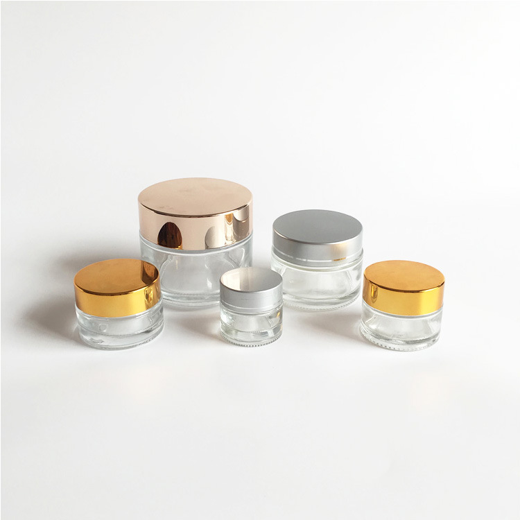 5ml 10ml 15ml 20ml 30ml 50ml 100ml transparent clear glass jar for cosmetic cream packaging