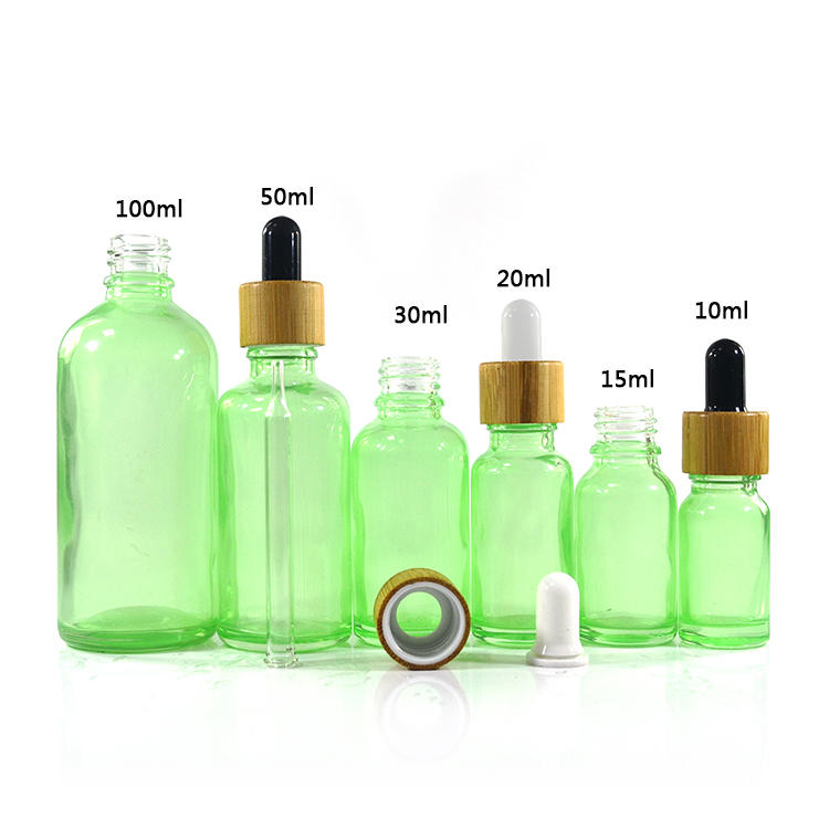 5ml 10ml 15ml 20ml 30ml 50ml 60ml 100ml 120ml black red pink green purple blue clear glass dropper bottle with bamboo cap