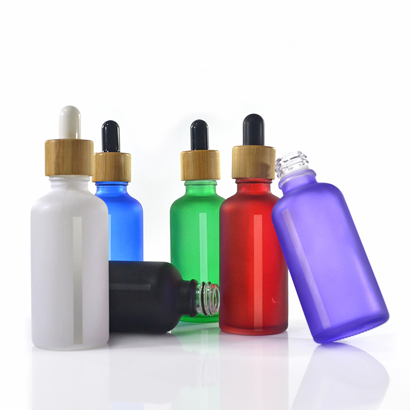 5ml 10ml 15ml 20ml 30ml 50ml 60ml 100ml 120ml clear frosted glass oil dropper bottle with Bamboo wooden lid
